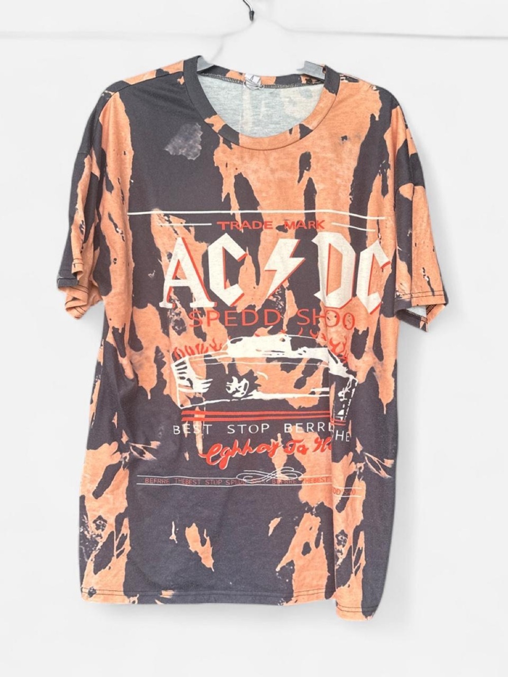 AC/DC Tie-Dye Style Orange and Black Band Tee